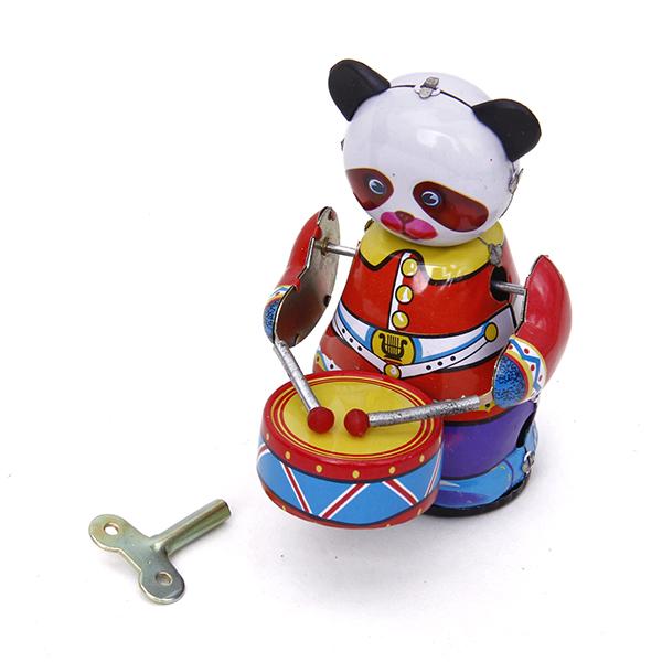 Vintage Toys Collection - Opwindbaar mechanisch panda-drummerspeelgoed Vintage stijl verzamelbaar