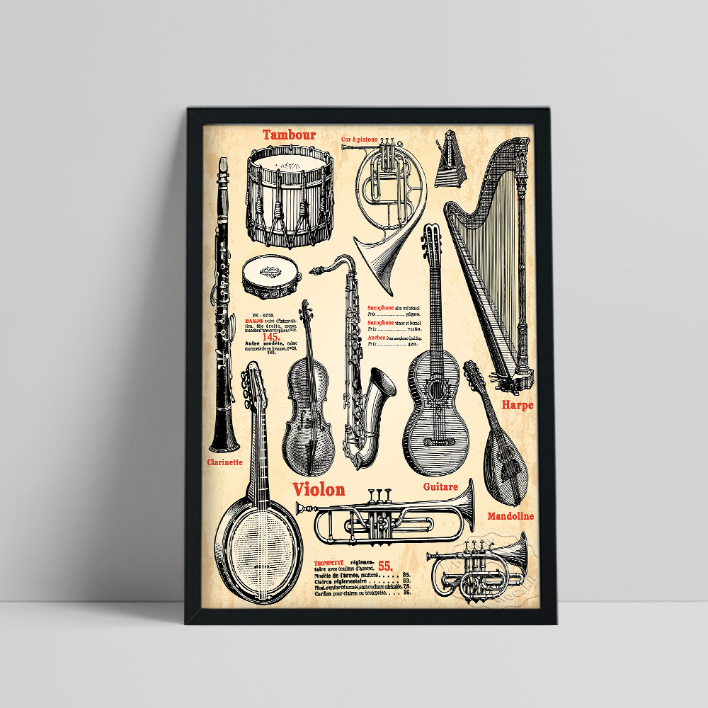 Vintage Collectible Magazines - Nostalgische stijl tijdschrift catalogus poster, instrumenten