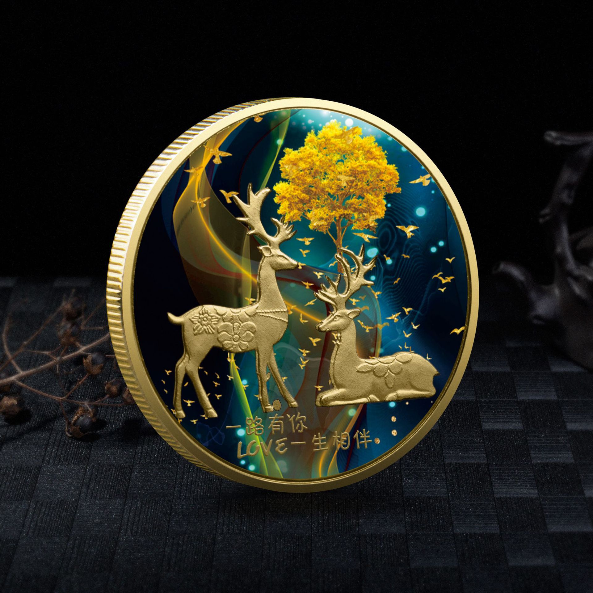 Vintage Collectible Coins - Hertenmunten Verzamelobjecten Love Lucky Gold Coin
