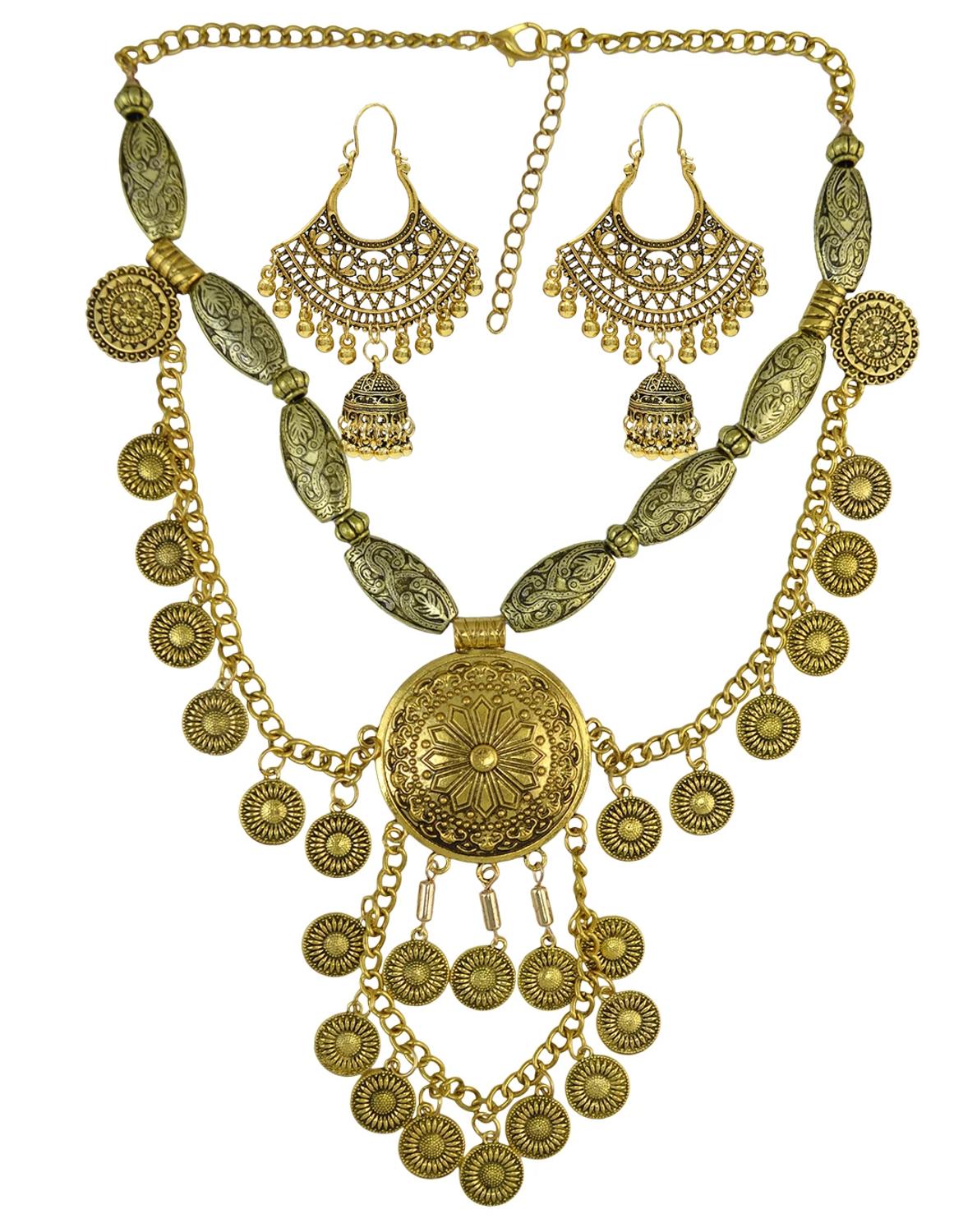 Vintage Collectible Coins - Boho Etnische Grote Choker Ketting &