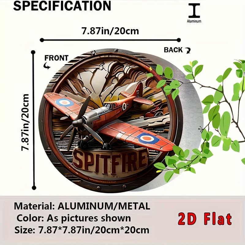 2D plat - 1pc vintage Spitfire - Vintage Collectible Signs recensie en prijs